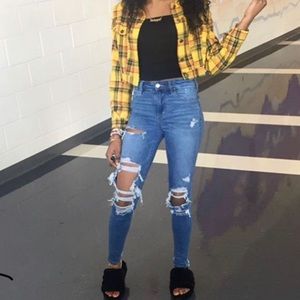 CUTE YELLOW CROPPED PLAID JACKET💛💛🌟